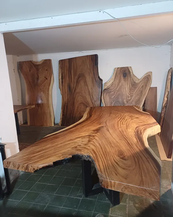 Live edge Saman wood the prairie table