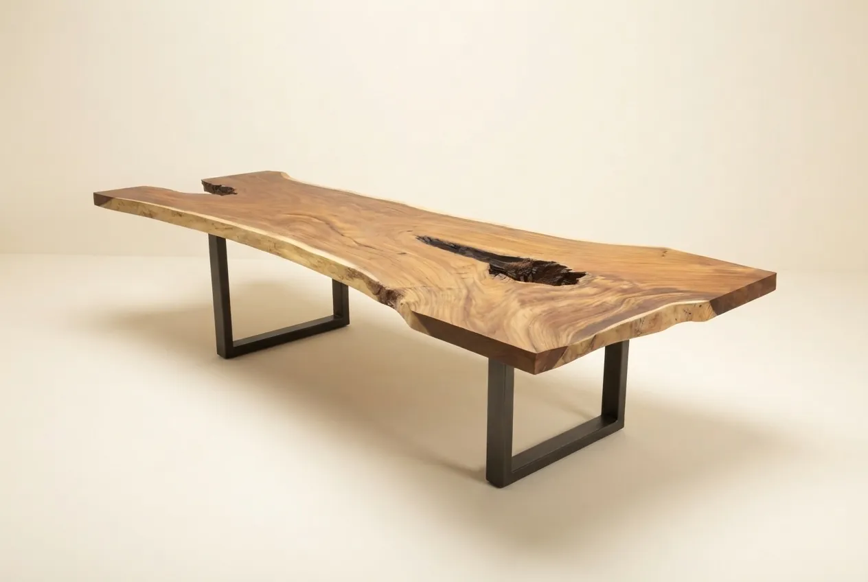 Live edge Saman wood the shale table