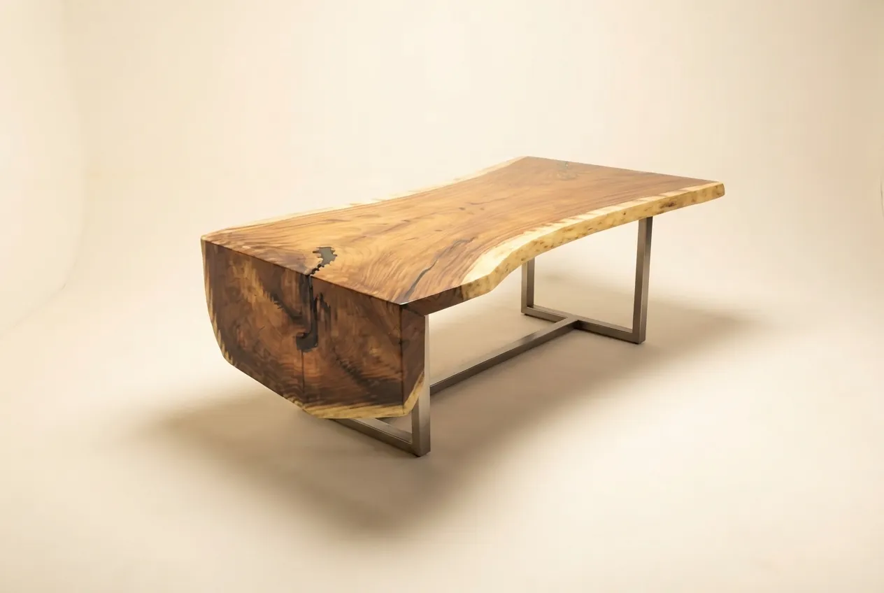 Live edge Saman wood the summit waterfall table